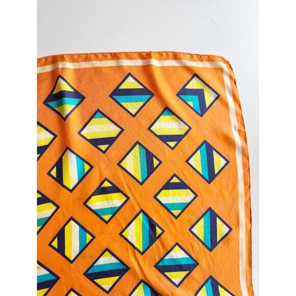Vintage GIVENCHY Orange Geometric Print Silk Satin 30" x 30" Square Scarf - Picture 6 of 16